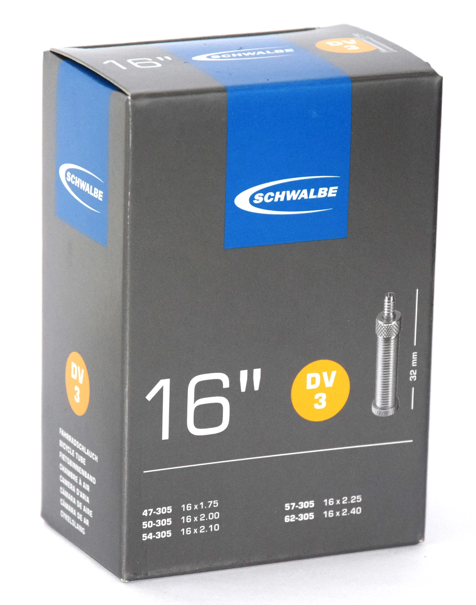 Schwalbe 16 DV 3 Fahrradschlauch 1 Schwalbe 16 DV 3 Fahrradschlauch