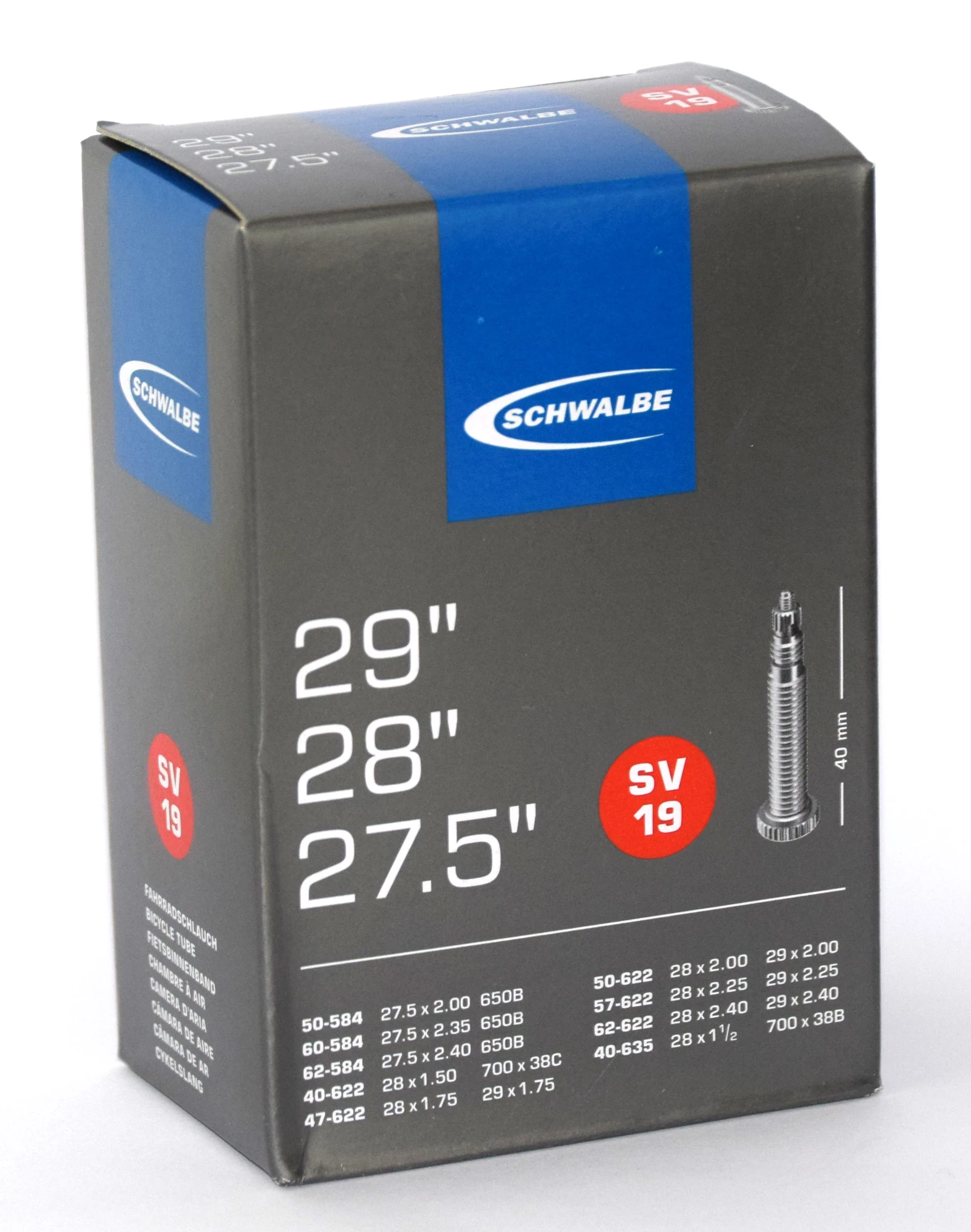 Schwalbe 27,5, 28, 29 SV 19 Fahrradschlauch 1 Schwalbe 27,5, 28, 29 SV 19 Fahrradschlauch